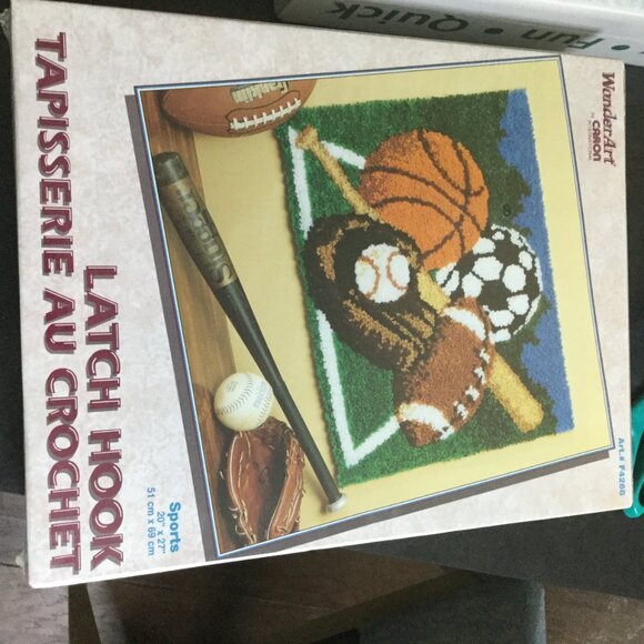 New in box set of 2 Latch hook kits never open Christmas dog and sports NO hook - Picture 6 of 7